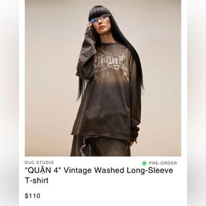 Vintage Washed Long-Sleeve T-shirt Size Medium